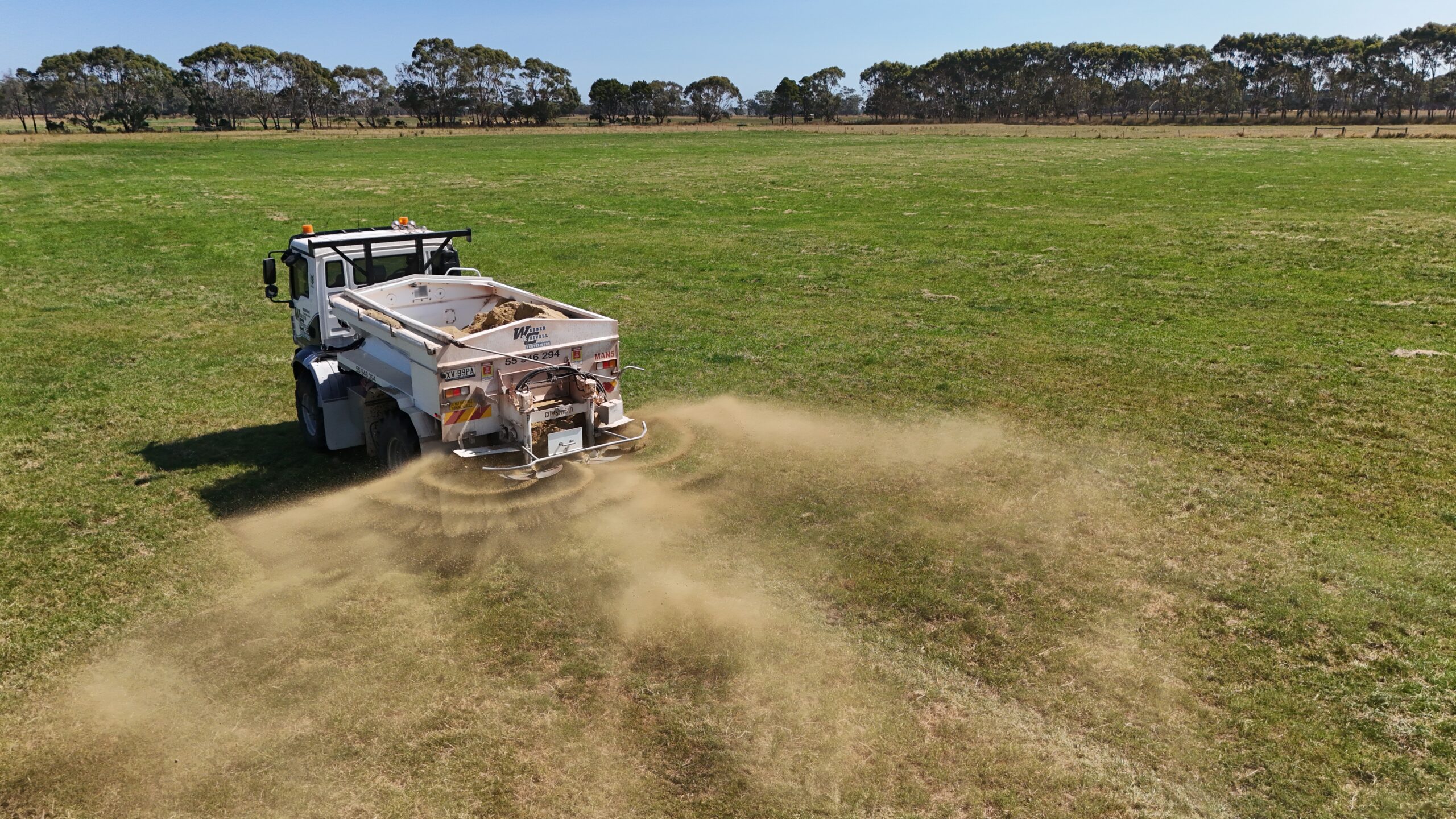 Lime spreader of Webber & Chivell spreading lime
